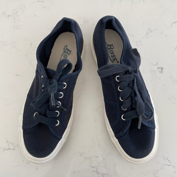 Bass Lo Cut Lace Up Textile Upper & Rubber Outersole Sneakers Navy Wht Sz 6.5M - Picture 7 of 11